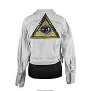 Large Embroidered Triangular Eyeball Applique Iron-On 11" x 10"